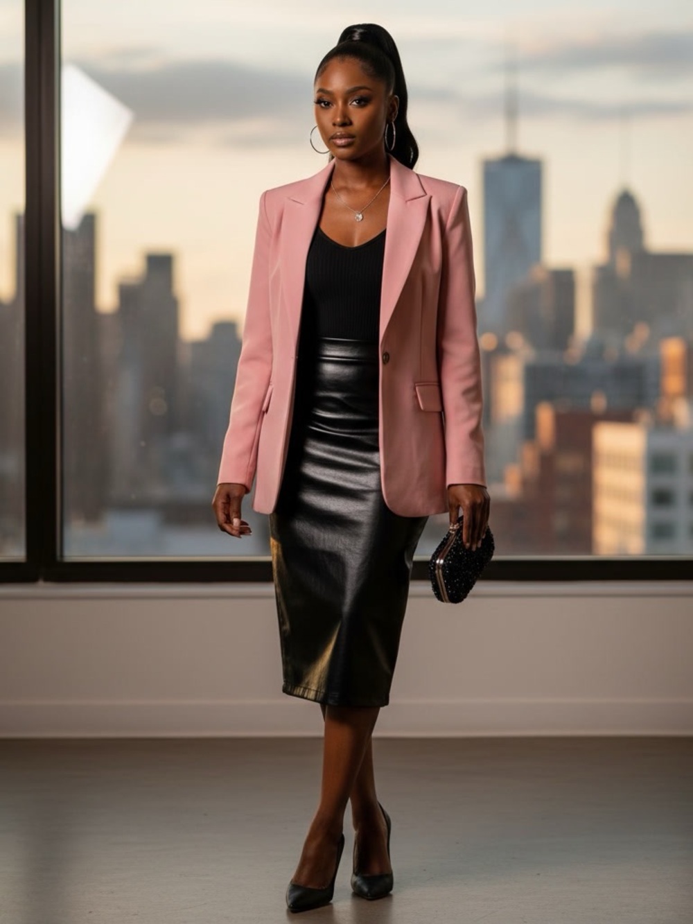 Harve Benard Pink Two-Button Structured Blazer Size 10 Excellent Condition